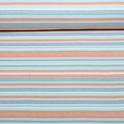 Jersey côtelé - Qjutie & the Qjutest rayures bleu saumon