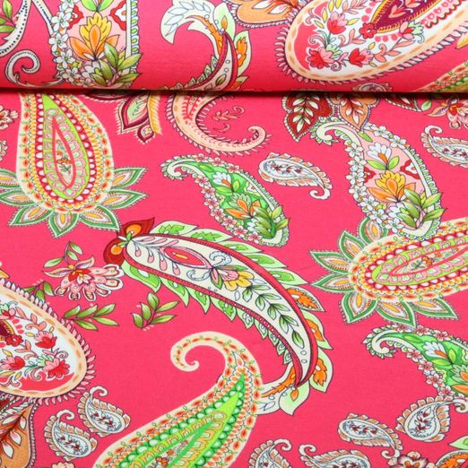 Jersey de viscose - Digital Paisley Rose vif