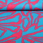 Baumwoll-Viskose Leinenoptik - Große Blüten Petrol