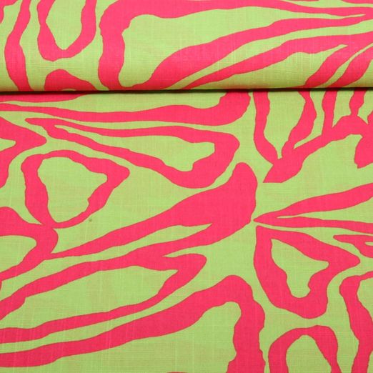 Baumwoll-Viskose - Leinenoptik Große Blüten Grün