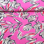 Viscose - Fleurs stretch Rose vif
