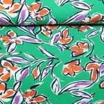 Viscose - Fleurs stretch Vert Bubble