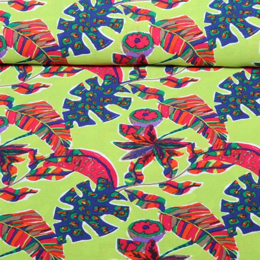 Blusen- & Kleiderstoff - Tropenblätter Grün Blusen- & Kleiderstoff - Tropenblätter Grün