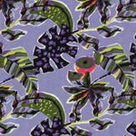 Tessuto per camicetta e vestito - foglie tropicali viola