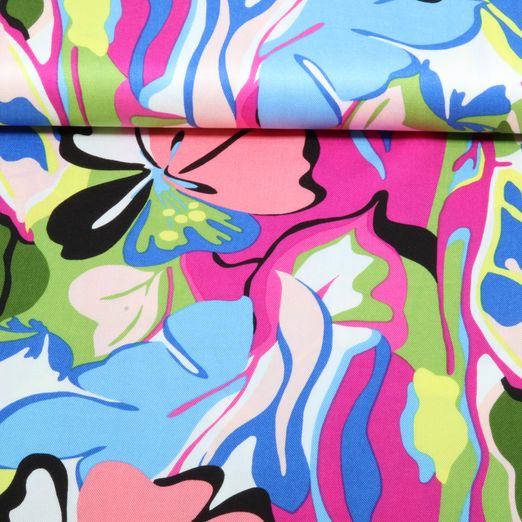 Viskose Twill - Bunte Blumen Multicolor Viskose Twill - Bunte Blumen Multicolor