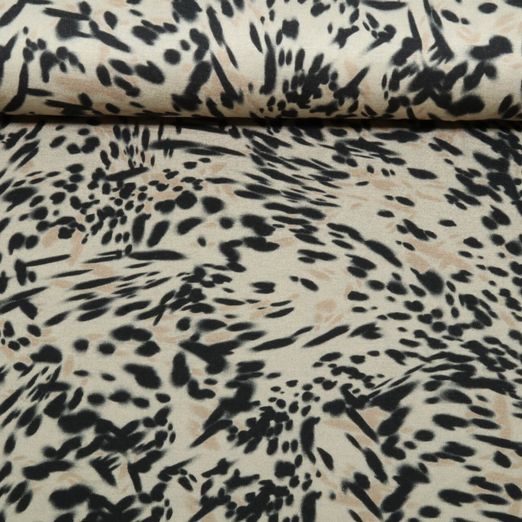 Viskosejersey - Digital Leo Abstrakt Beige