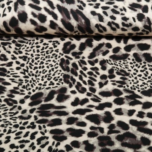 Viskosejersey - Digital Leo Beige Schwarz