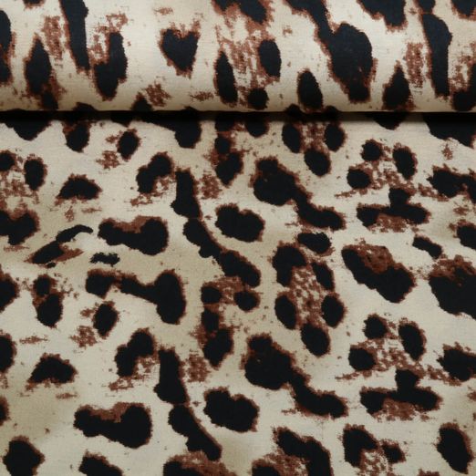 Viskosejersey - Digital Leomuster Groß Beige Viskosejersey - Digital Leomuster Groß Beige