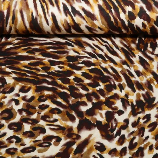 Viskosejersey - Digital Leo Aquarell Braun