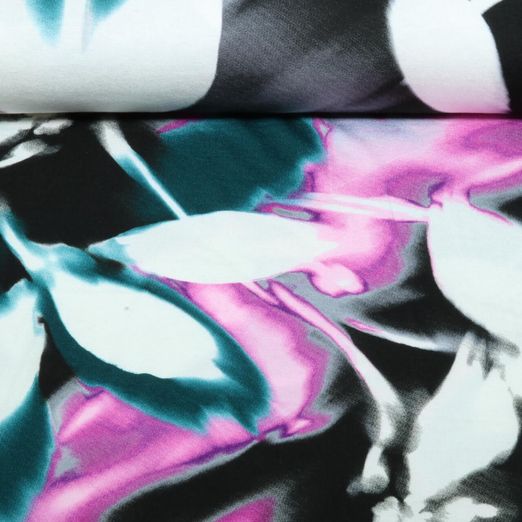 Viskosejersey - Blumen Fuchsia