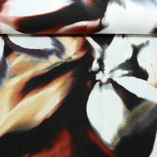 Viskosejersey - Blumen Braun