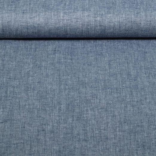 Baumwoll-Leinen - Chambré Fischgrät Navy Baumwoll-Leinen - Chambré Fischgrät Navy