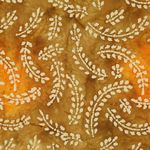 Coton tissé - Batik fait main feuilles Orange