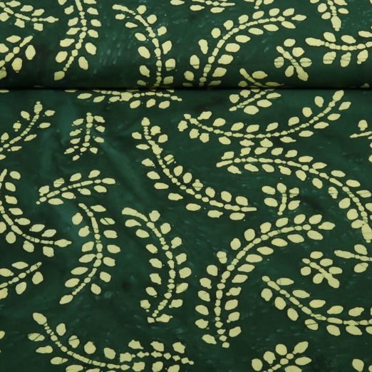 Coton tissé - Batik fait à la main Feuilles Vert Ananas