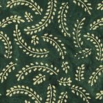 Coton tissé - Batik fait main feuilles Vert sapin