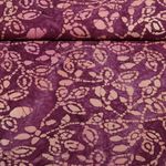 Coton tissé - Batik fait main feuilles aubergine