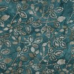 Coton tissé - Batik fait main feuilles Bleu pétrole Coton tissé - Batik fait main feuilles Bleu pétrole