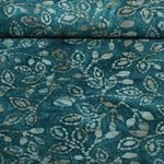 Coton tissé - Batik fait main feuilles Bleu pétrole