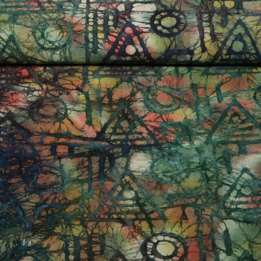Baumwoll-Webware - Batik Handgefertigt Bäume Grün