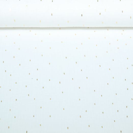 Baumwolle Musselin - Double Gauze  Ministriche Foilprint Gold Weiß