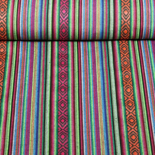 Toile canevas Jacquard - Mélange de rayures Vert Toile canevas Jacquard de....