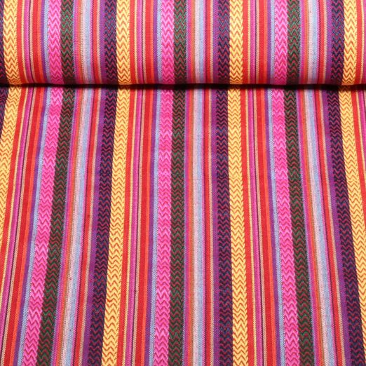 Toile canevas Jacquard - Mélange de rayures rouges Orange