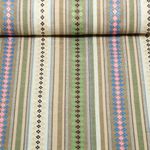 Toile canevas Jacquard - Mexique rayures Mélange de fleurs Naturel