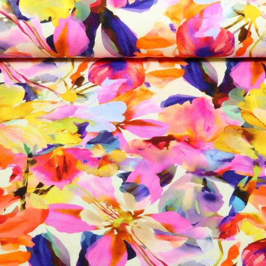 Jersey de viscose - Grandes fleurs Multicolore Jersey de viscose - Grandes fleurs Multicolore