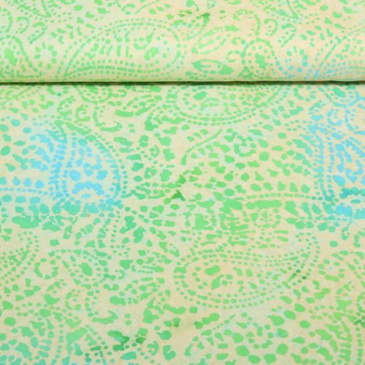 Baumwoll-Webware - Batik Handgefertigt Paisley Grün
