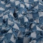 Tissu jeans pantalon Jacquard - carreaux look usé Bleu