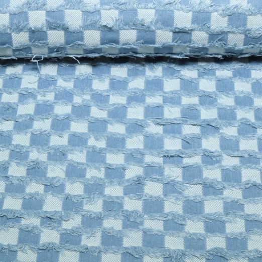 Hosenjeans Jacquard - Karo Used Look Hellblau