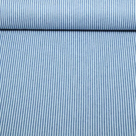Hosenjeans - Streifen Mittelblau Weiß