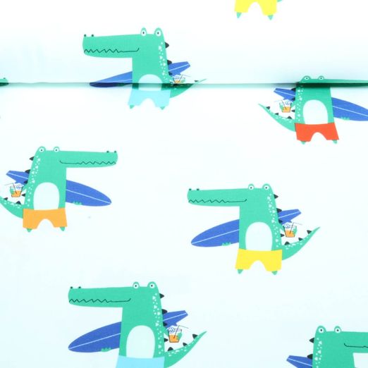 Jersey - Lustiges Krokodil Ecru