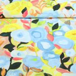Blusen- & Kleiderstoff - Bunte Blumen Hellblau