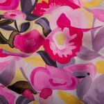 Blus- och klänningstyg - Färgglada blommor rosa