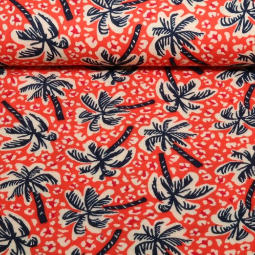 Gaze de coton - palmiers Rouge clair