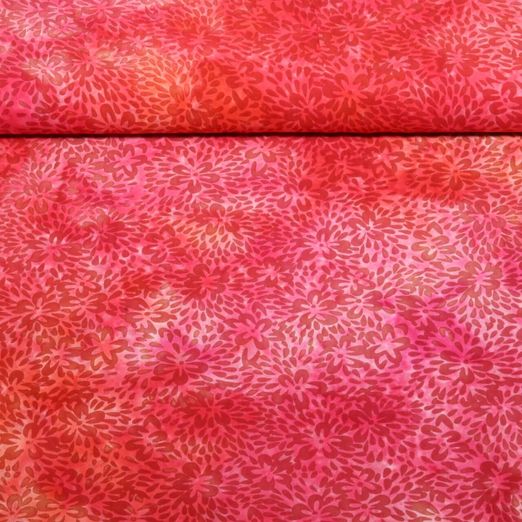 Viskose - Batik Handgefertigt Blumen Rot