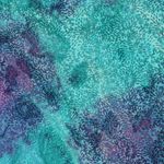 Viscose - Batik fait main fleurs bleu pétrole