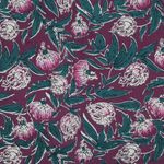 Coton tissé - Impression en bloc à la main Fleurs Violet