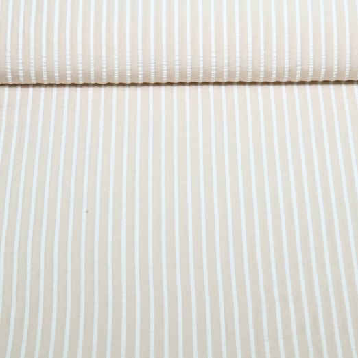 Seersucker - Streifen Beige