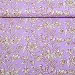 Baumwoll-Webware - Blockdruck Handgefertigt Narzissen Flieder