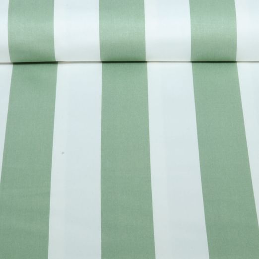 Toile de coton canevas - Sergé rayé Vert sauge 50mm