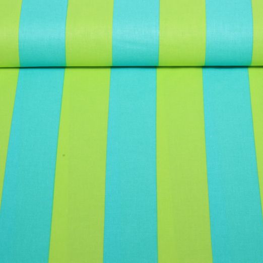 Baumwoll-Cretonne - Blockstreifen Blau Kiwi