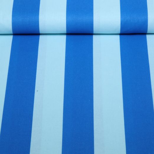 Baumwoll-Cretonne - Blockstreifen Hellblau Blau