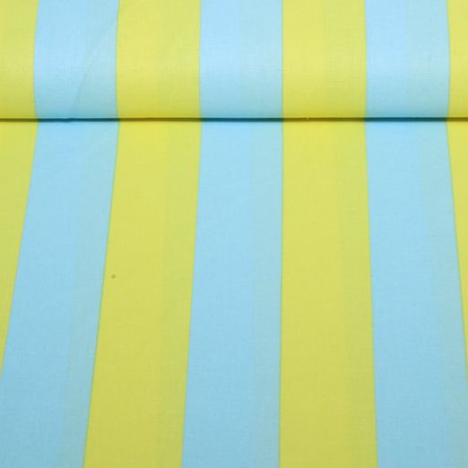 Baumwoll-Cretonne - Blockstreifen Hellblau Gelb