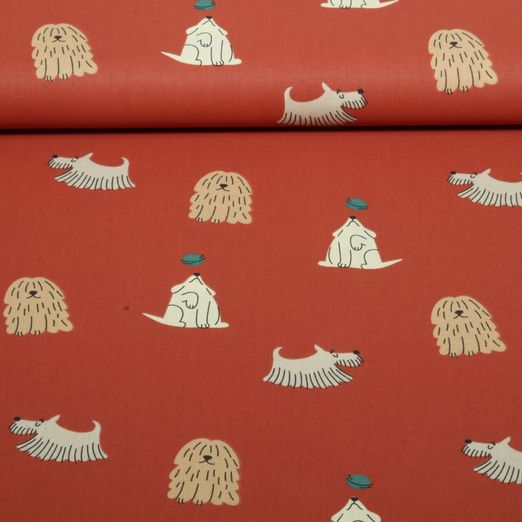 Baumwoll-Popeline - Hunde Rost