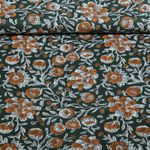 Baumwoll-Webware - Blockdruck Handgefertigt Blumen Grün