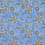 Coton tissé - Imprimé à la main Fleurs Bleu Coton tissé - Imprimé à la main Fleurs Bleu