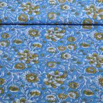 Coton tissé - Imprimé à la main Fleurs Bleu