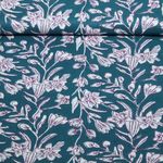 Baumwoll-Webware - Blockdruck Handgefertigt Narzissen Petrol Baumwoll-Webware - Blockdruck Handgefertigt Narzissen Petrol